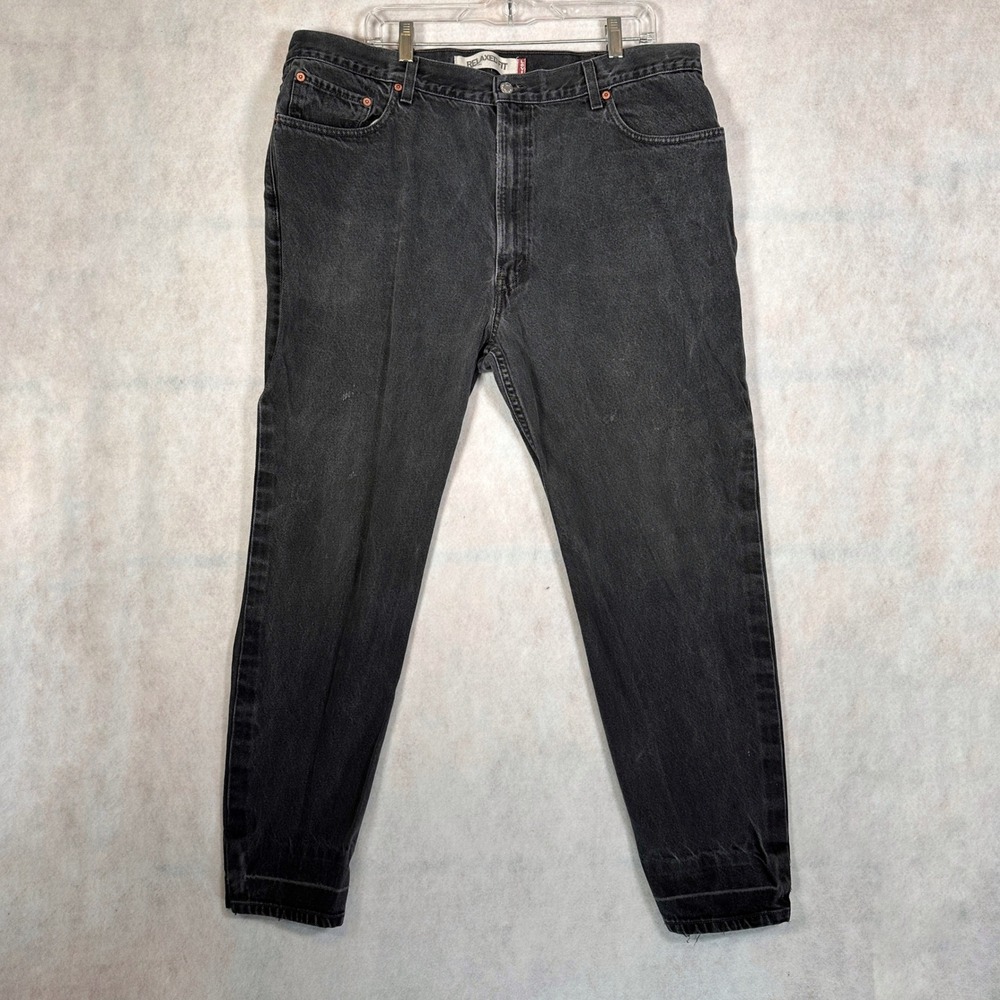 Levi Jeans Mens 42x30 550 Relaxed Fit Black Good Faded Tapered Leg Denim Cotton